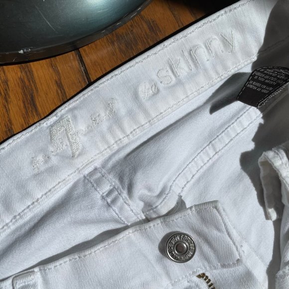 7 For All Mankind Skinny Mid-Rise White Jeans W27 - Picture 4 of 5